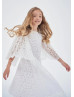 Wide Sleeves White Lace Bohemian Flower Girl Dress
